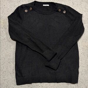 Pink Clover Charcoal Sweater with Button Details
